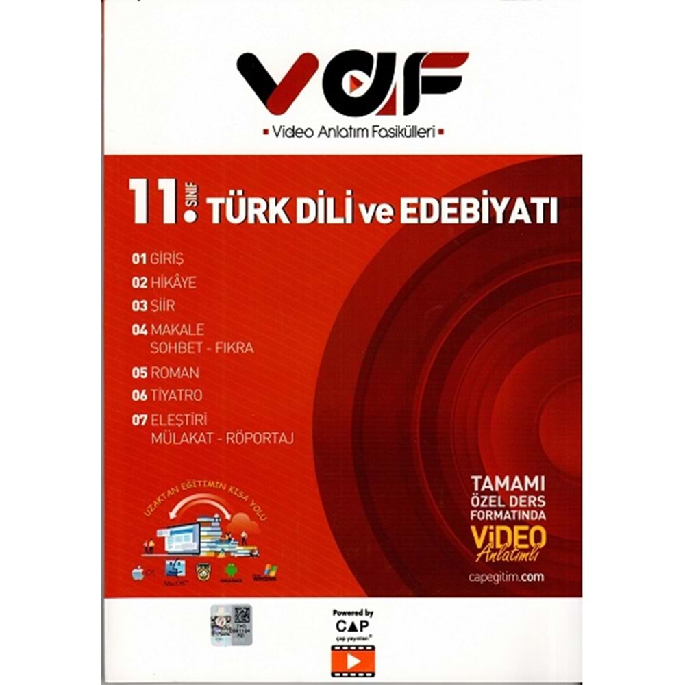 Vaf Yayınları 11. Türk Dili Ve Edebiyatı Video Anlatım Fasikülleri