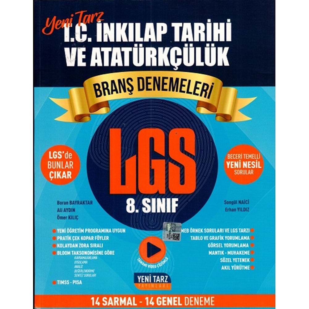 Yeni Tarz Yayınları 8. Sınıf T. C. İnkılap Tarihi ve Atatürkçülük Branş Denemeleri