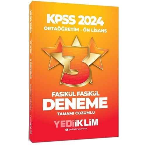 Yediiklim Yayınları 2024 KPSS Ortaöğretim-Önlisans Fasikül Yıldız Tamamı Çözümlü 3 Deneme